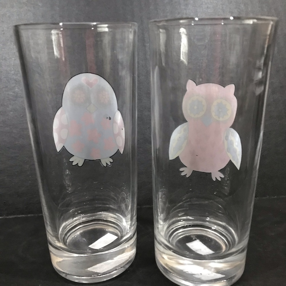 Highball Cylinder Glasses Hippie Owl Decal 7oz - Picture 2 of 6